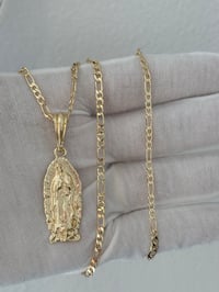 Image 2 of St. Mary Pendant on 24” 3mm Figaro Chain – Unisex Religious Necklace