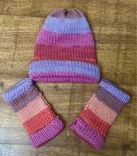 Image 4 of Multicoloured Beanie with Matching Handwarmers, Teen Size/ Small Adult , Perfect Gift