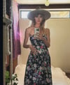 vintage black floral strapless dress