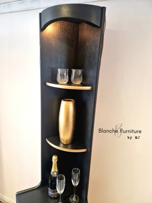 Image of Tall, Mid Century Corner Cabinet in Black and Gold - By Nathan