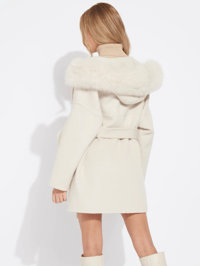 Image 3 of Cream Loro Coat With Fur Pockets