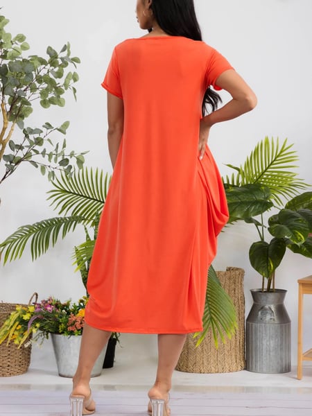 Image of Crystal (Orange) SHORT SLEEVE MIDI DRESS