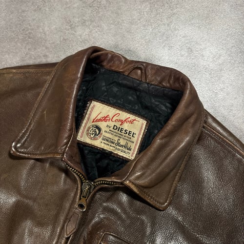 Image of 1990s Diesel Heavyweight Leather Jacket, Size Medium