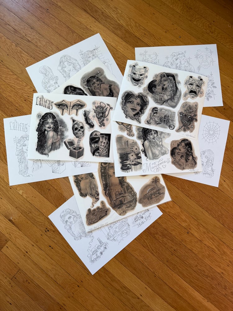 Image of Flash set 5 prints, including line work prints