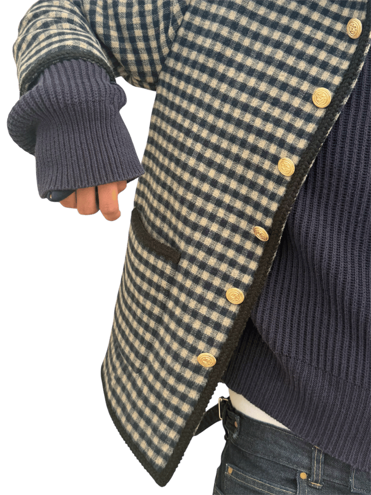 Image of Gucci FW24 Wool Gingham Interlocking G Coat