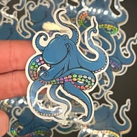 Image 1 of Blue Holo Octopus Sticker