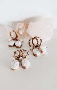 Image 2 of White French script & pearl earrings 