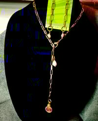 Image 1 of Gold plated chain necklace and earring set with freshwater pearls