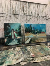 Image 5 of Painting / maleri / "ISLANDS BRYGGE – Malerdrømme og tankestreger – Venskab" 