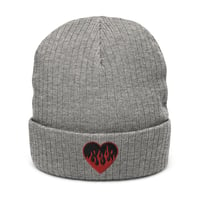 Image 5 of Flaming Heart Ribbed knit beanie