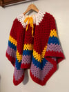 Granny Square Poncho, Adjustable Neckline