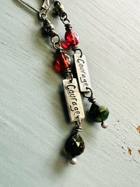 Image 11 of garnet and tourmaline courage charm earrings