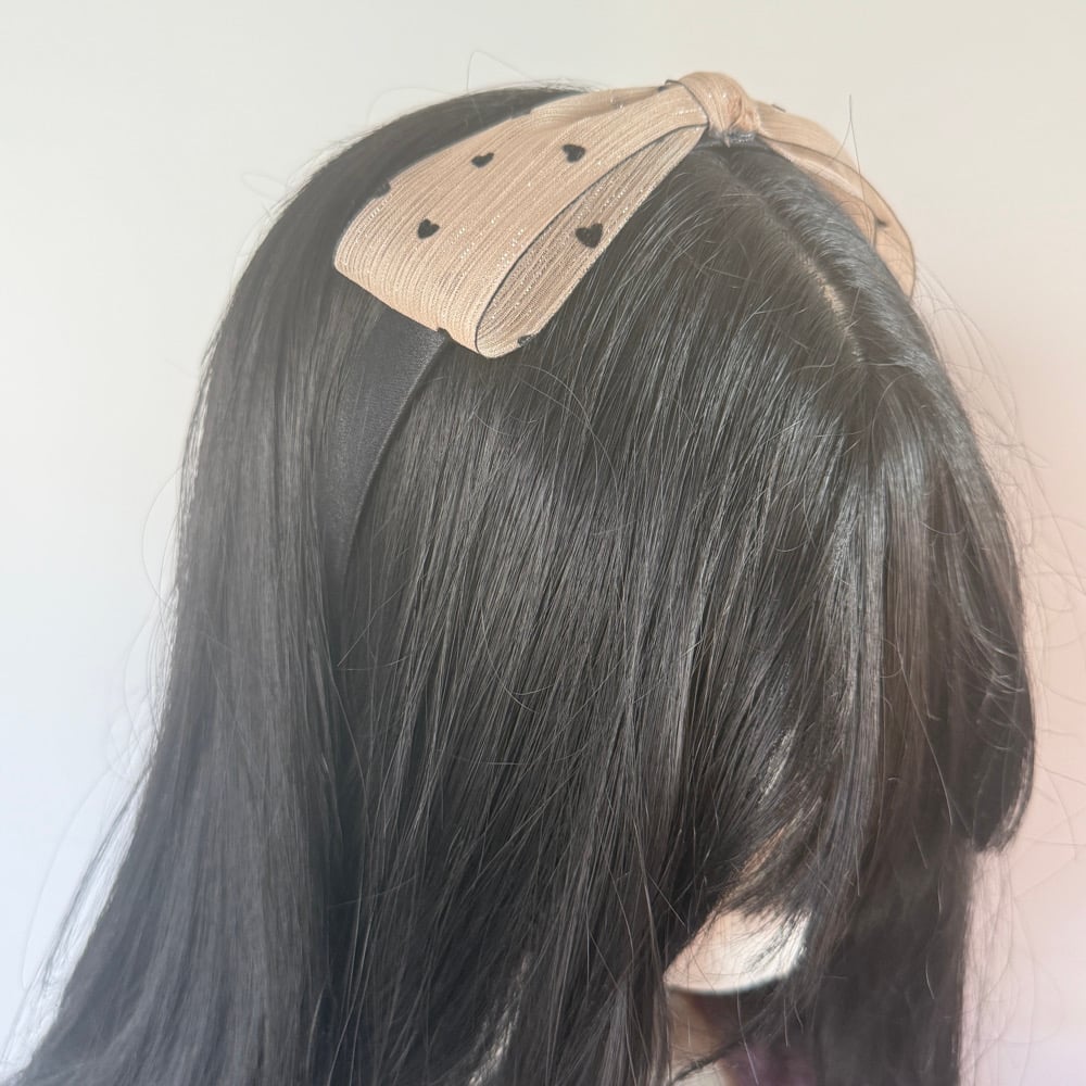 Image of Brown Hearts Bow Headband