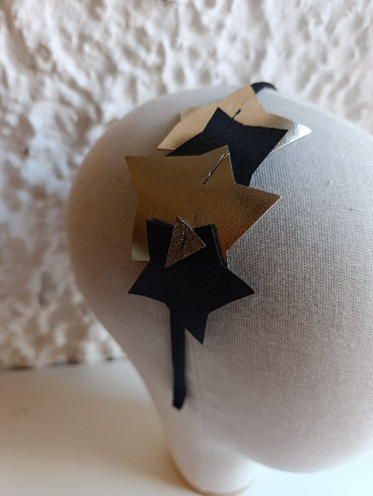 Image of Cerchietto stelle imperfette nero/oro