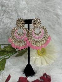 Image 1 of Large Kundan and Meenakari Earrings