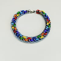 Image 2 of Rainbow + Gunmetal Viper Basket Bracelet