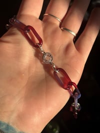 Image 2 of 16.25” Blue Phoenix Chain + Glass Faceted Charm + Sterling Silver Chain Choker