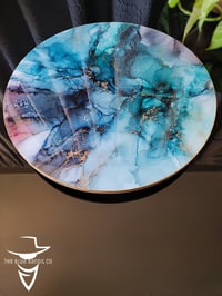 Image 4 of 15" Epoxy Resin Art Lazy Susan Turntable 'The Four of Swords'