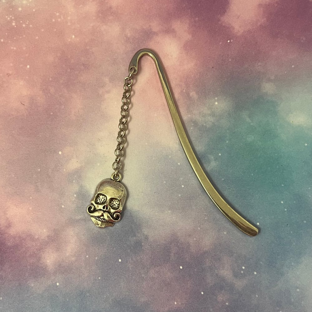 Image of Mustache Skull Bookmark