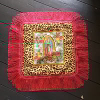 Image 5 of Raspberry Pink Fringe Virgin Leopard Cushion Cover
