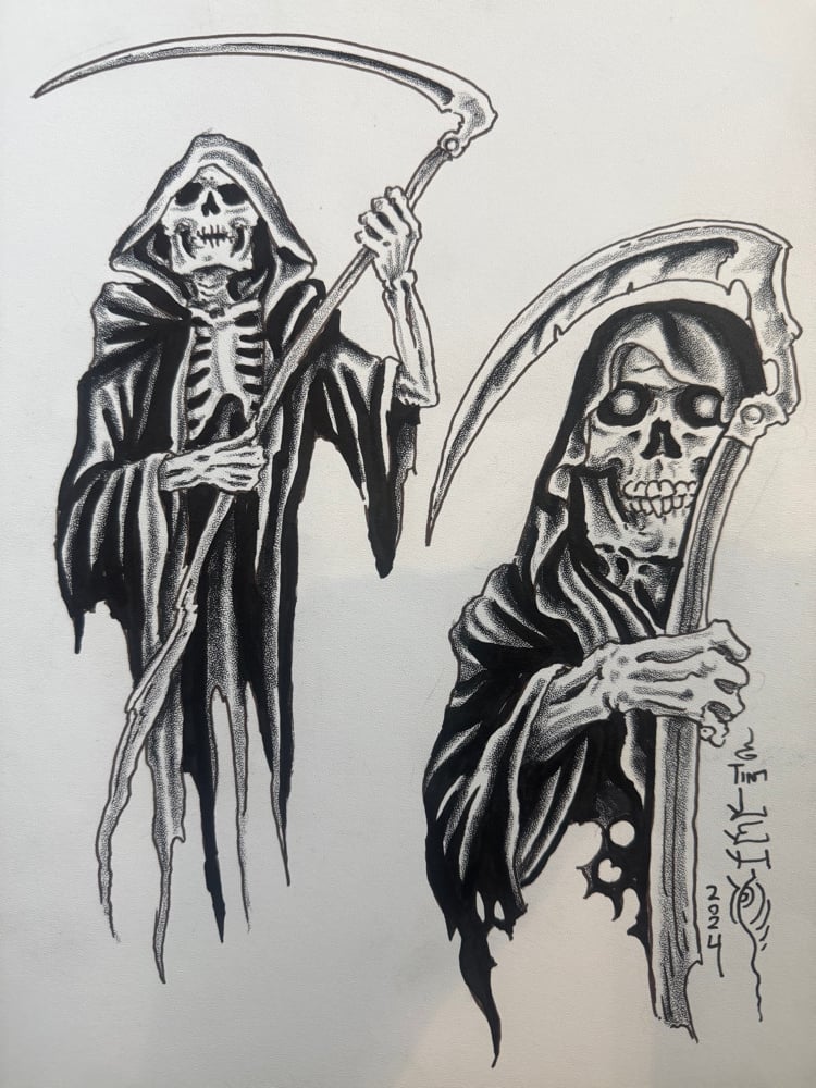Image of Tim Lehi “Reaper Wolf Book Page #37” Painting