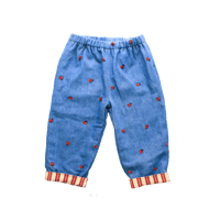 Image 1 of Reversible trousers- Ladybird stripe (ready to ship 18-24M)