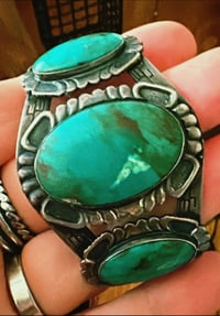 Image 3 of Vintage Fred Harvey 3 stone cuff 