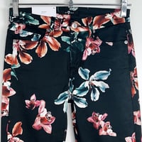 Image 4 of 7 FOR ALL MANKIND black floral skinny ankle jeans 