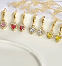 Image 1 of Tiny Crystal Heart Earrings