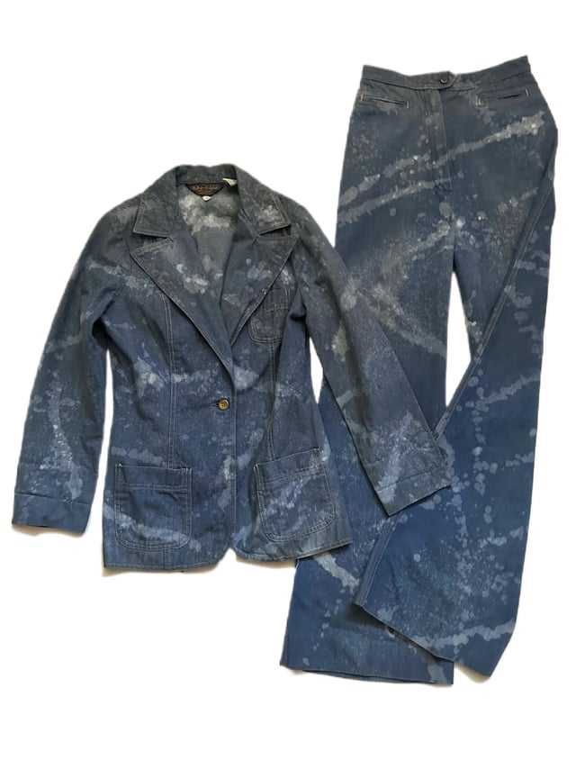 70s denim cloud-dye trouser suit pants