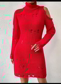 Image 1 of FOXY RED SWEATER DRESS 