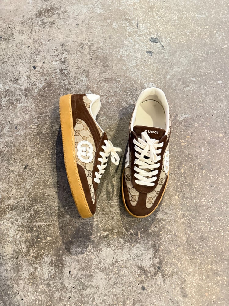 Image of Gucci G75 Brown Suede Sneaker