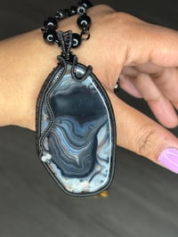 Image 5 of Banded Agate X Obsidian & Hematite Necklace