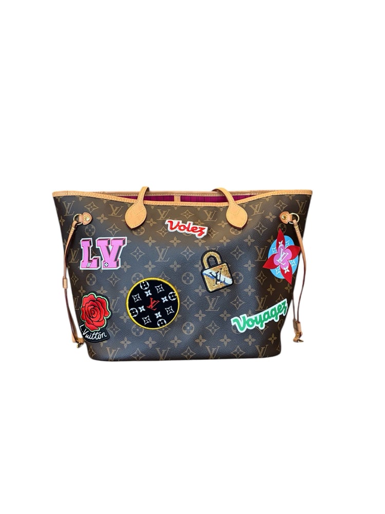 Image of Louis Vuitton Monogram Patch Neverfull Tote 1160-59