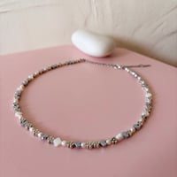 Image 2 of Dainty Flower Hearts and Pearls One of a Kind Necklace