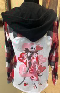 Vintage Black/Red/White Hoodie Flannel Jack and Sally