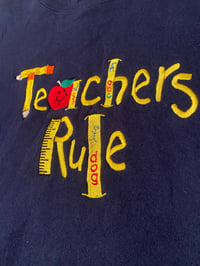 Image 2 of Teachers Rule Navy Embroidered Crewneck (XL)