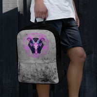 Image 1 of Goth Inspired Baphomet/Pentagram Purple Goat And Gray Tattered Look Backpack