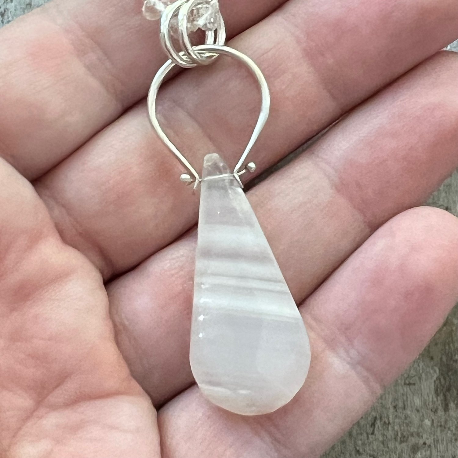 Image of Petite Faceted Crystal Beaded Necklace with Quartz Pendant 