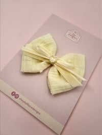 Spring Collection - lemon Cheesecloth & Pearl Original Bow