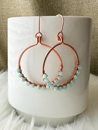 Image 2 of Amazonite (Copper) Hoop Earrings