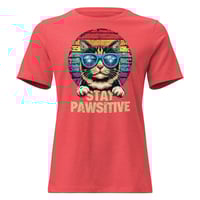 Image 6 of Stay Pawsitive Cat Women's Shirt – Cute Retro Cat Graphic Tee | Positive Cat Lover Shirt
