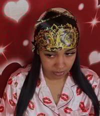 Image 4 of Black & Gold Silk Head Scarf 