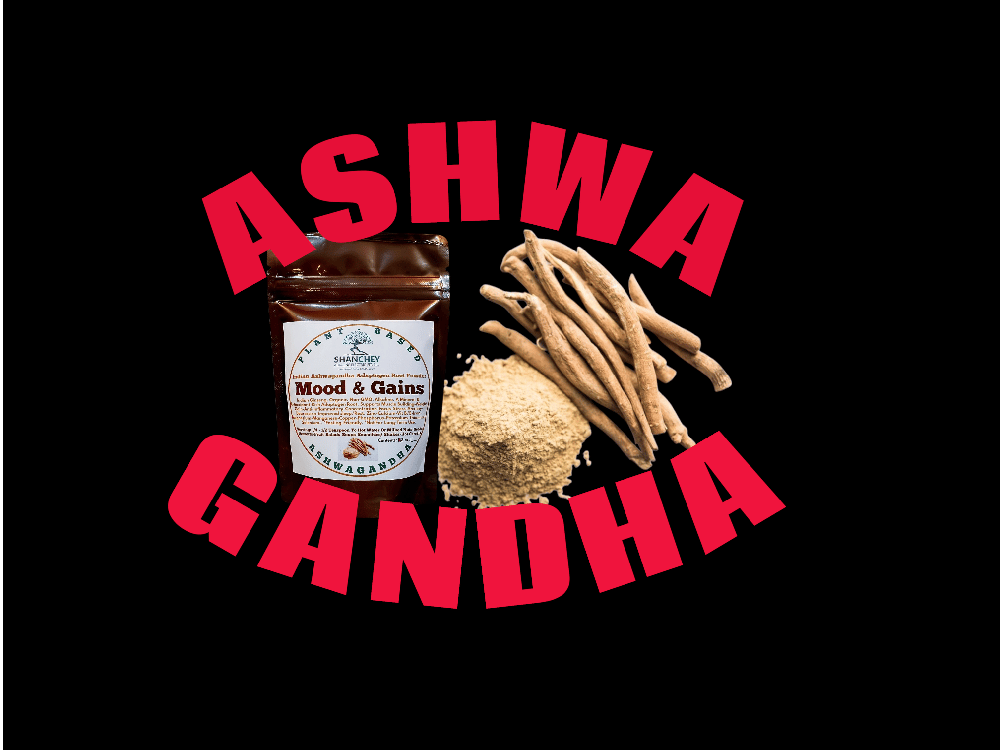 MOOD & GAINS Ashwagandha Adaptogen Root.  Fertility-Stamina-Weight Gain-Anemia-PCOS