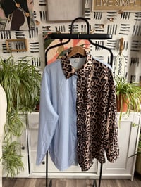 Image 1 of Leopard/stripe button down