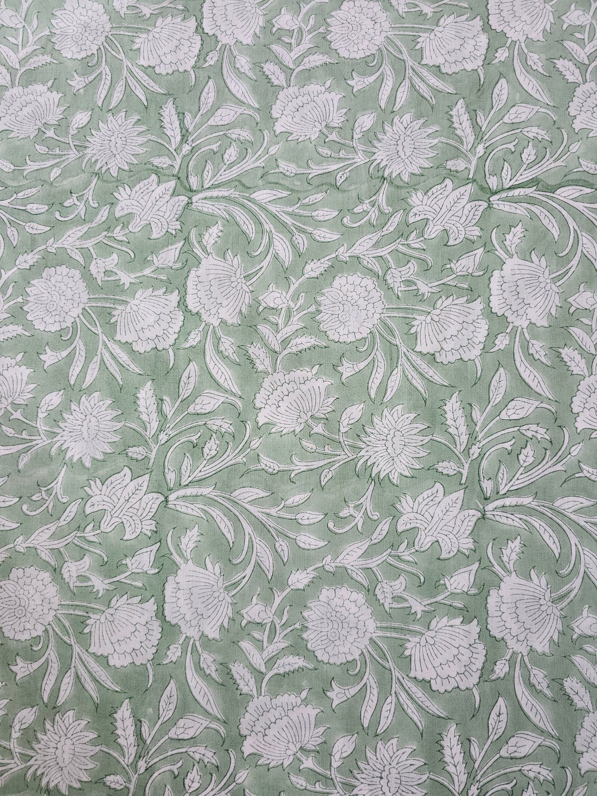 Image of Namaste fabric fleurs grimpantes (vert d'eau)