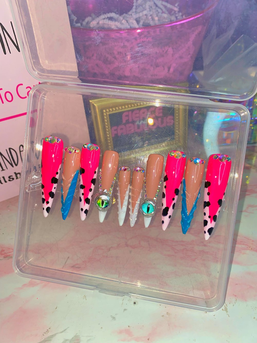 Image of 3D Sculpt Eye Bling Press On Nail Set