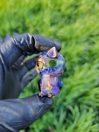 Image 3 of Purple Green Multi Kitty Pendant