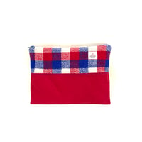 Image 1 of Red White & Blue Harris Tweed Waxed Cotton Zip Bag