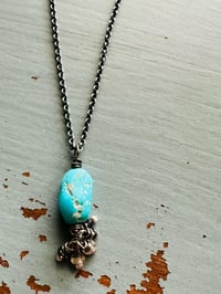 Image 10 of Sleeping Beauty turquoise pendant with gemstone fringe